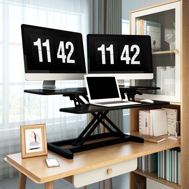 wood standing desk converter